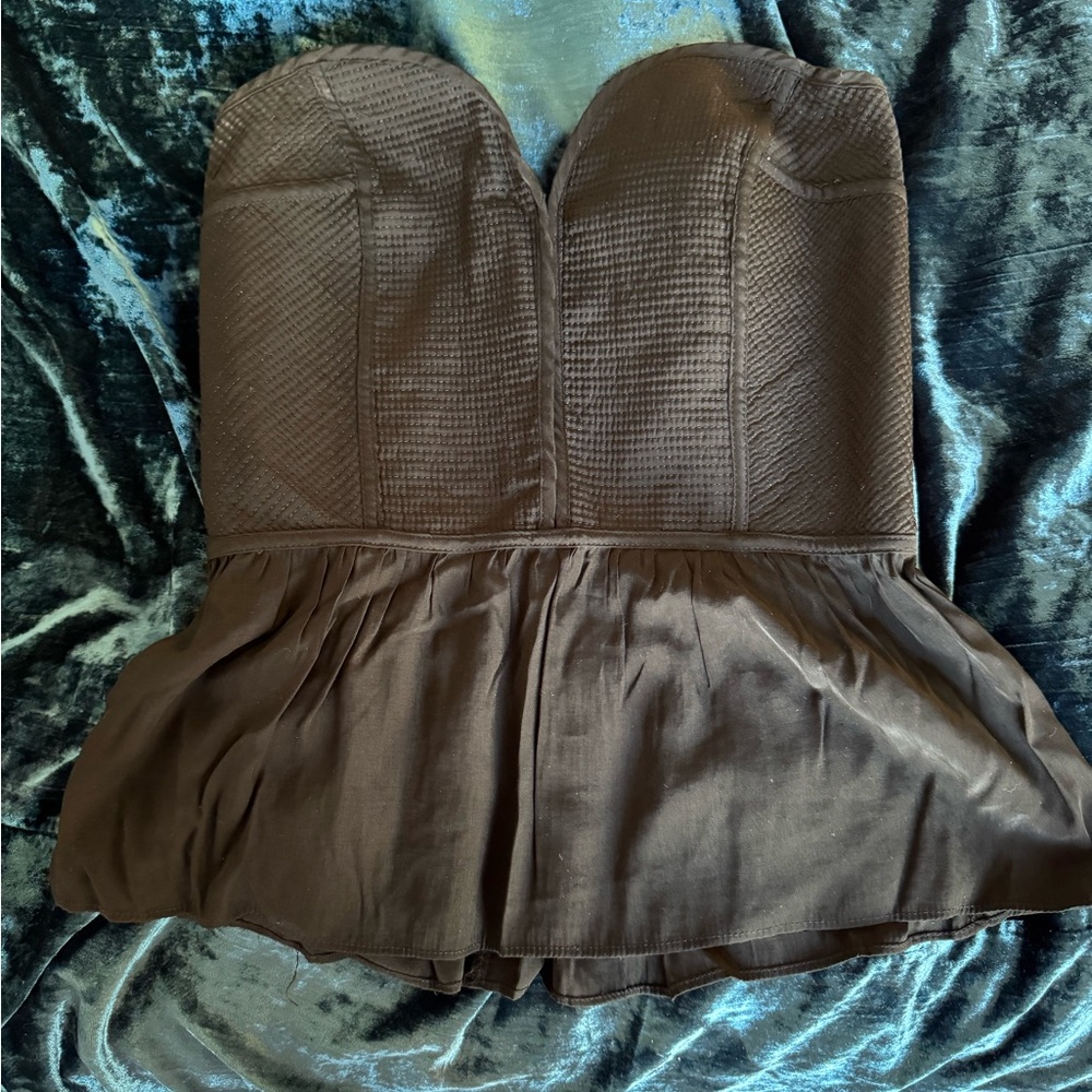strapless black peplum top
